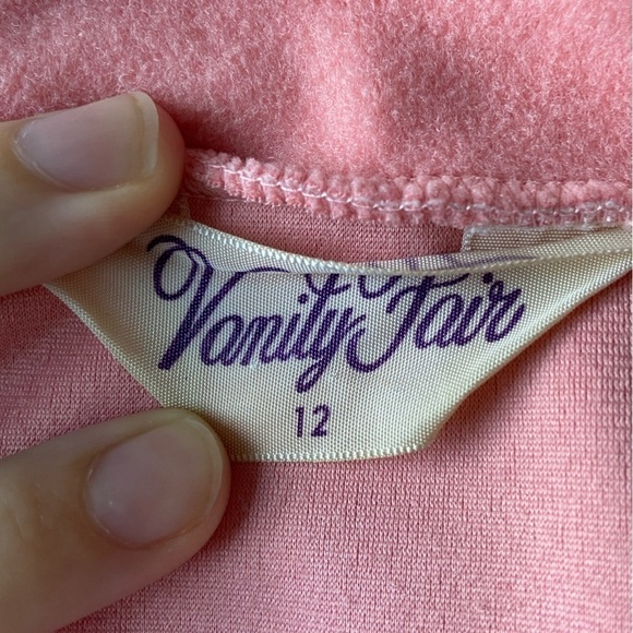 Vanity Fair Vintage Retro Fleece Pink & Cream Stripe Comfy Soft House Robe 70’s - Picture 11 of 15